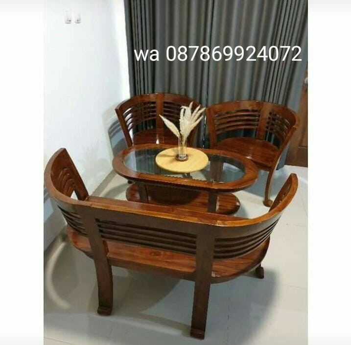 Kursi meja tamu 211 + meja kayu jati produksi jepara